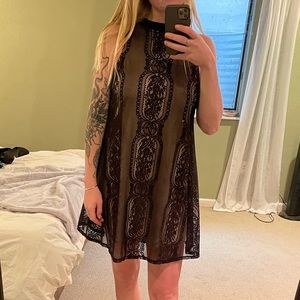 Lined black lace dress